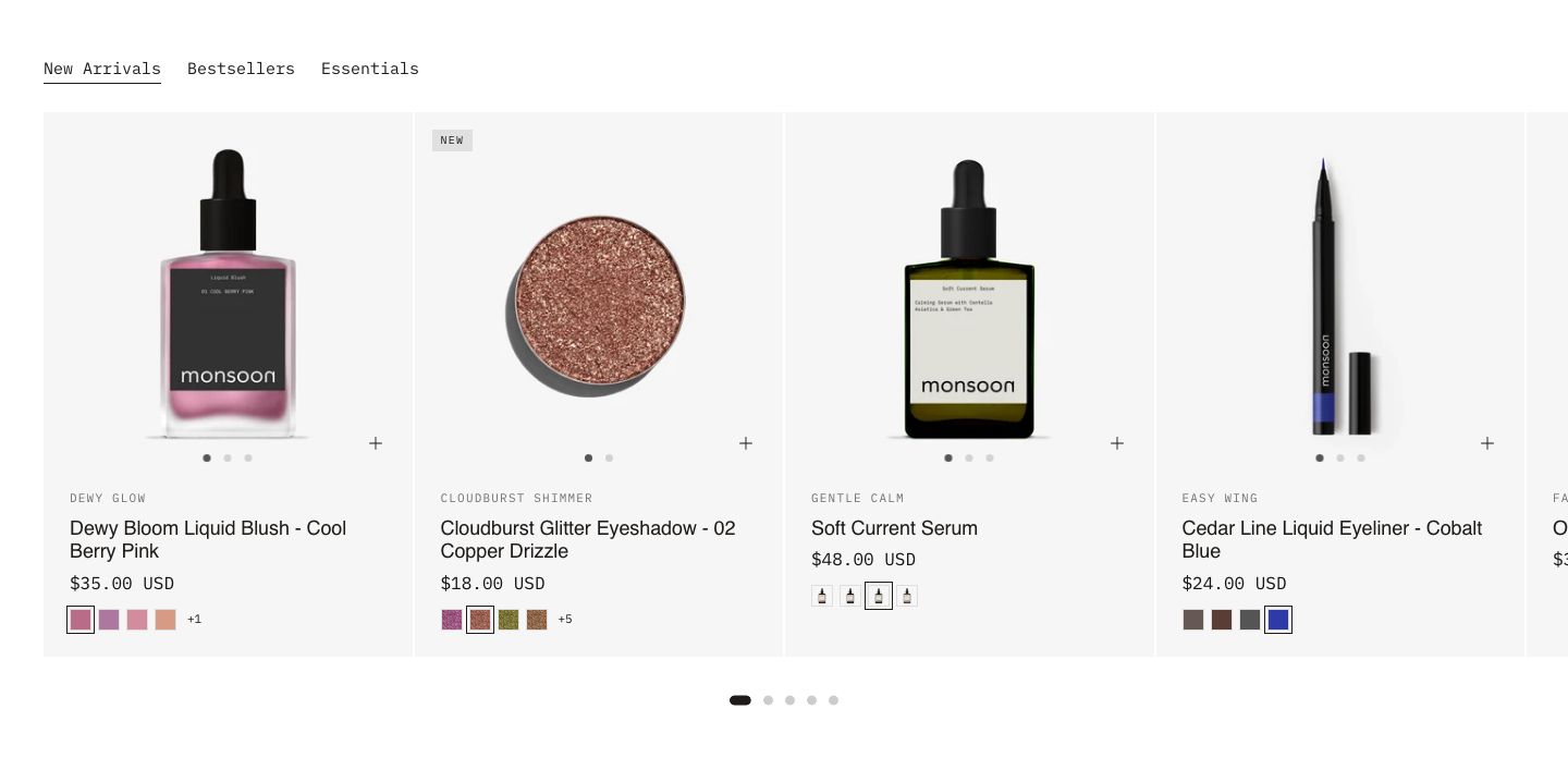 Featured collections tabs on desktop