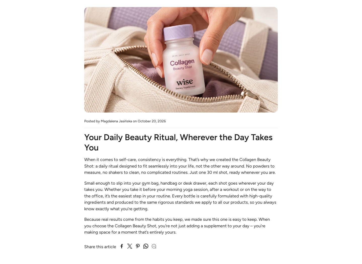 Article page on desktop