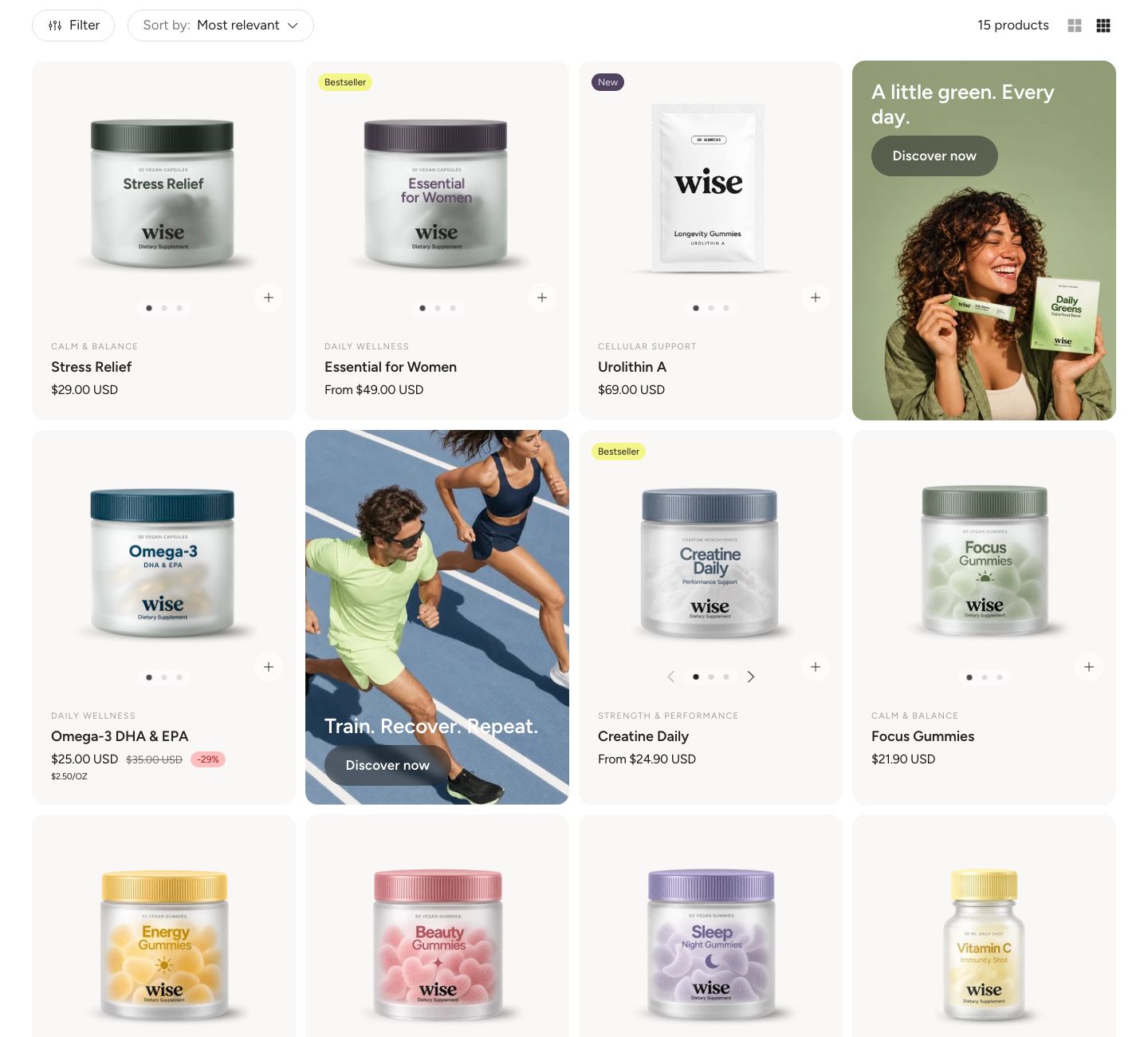 Collection product grid on desktop