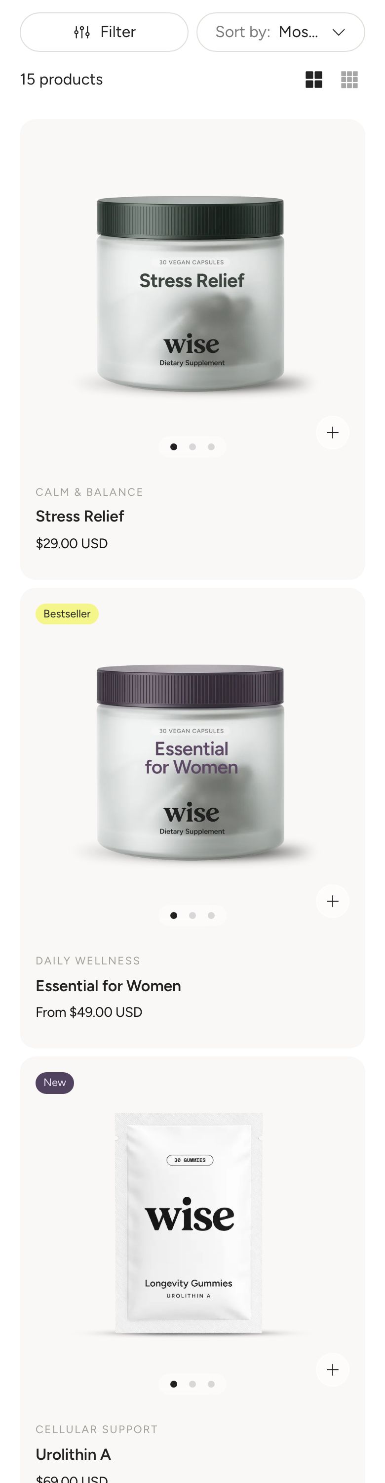 Collection product grid on mobile
